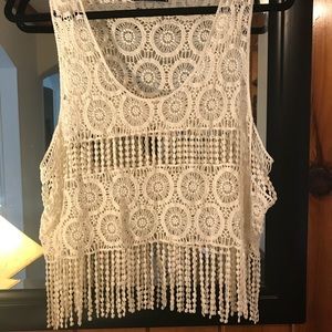 Boho Crochet Crop Fringe Tank
